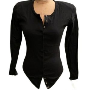 Rare Vintage Betsey Johnson Black Snap Closure Fitted Lightweight Blouse Size S